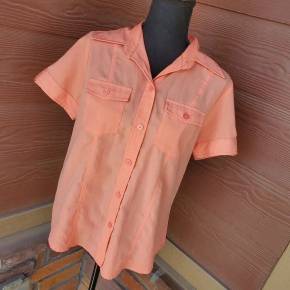 Joanna Vintage Size Small Peach Women's Buttondown - Picture 2 of 11
